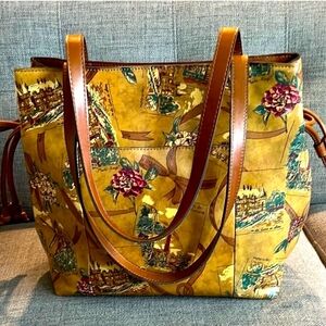 Patricia Nash "My European Trip" Leather Shoulder Tote Bag